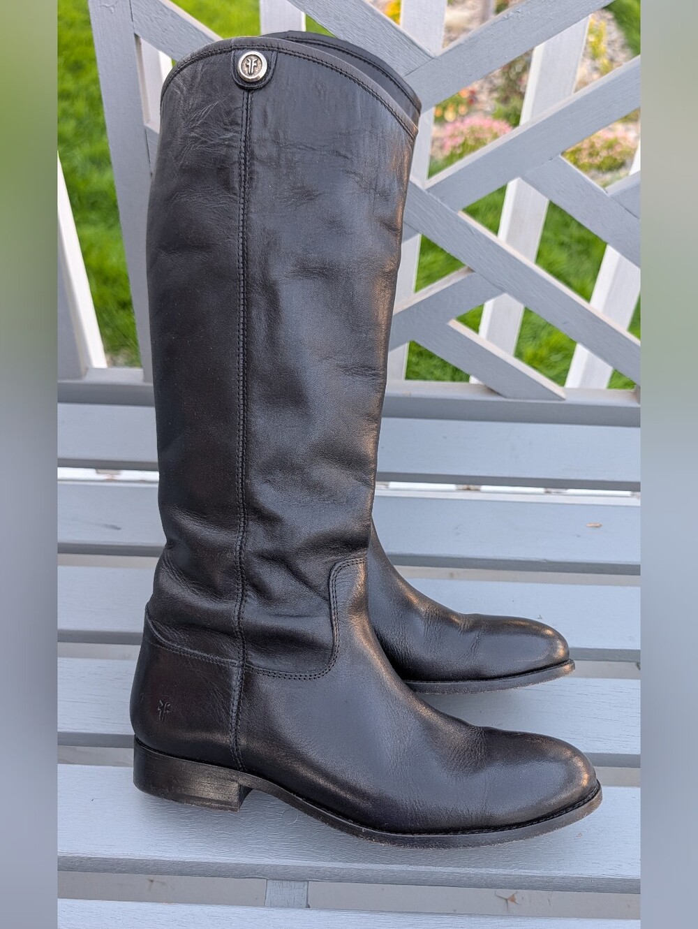 Frye Black Leather Tall Boots Made In Mexico Womans Sz 9 B